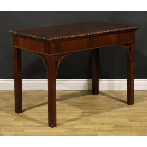 1322 - A 19th century Chippendale Revival mahogany side or serving table, rectangular top with gadrooned ed... 