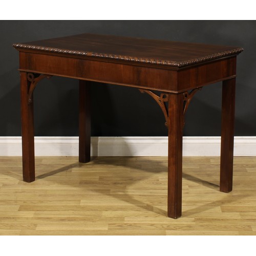 1322 - A 19th century Chippendale Revival mahogany side or serving table, rectangular top with gadrooned ed... 