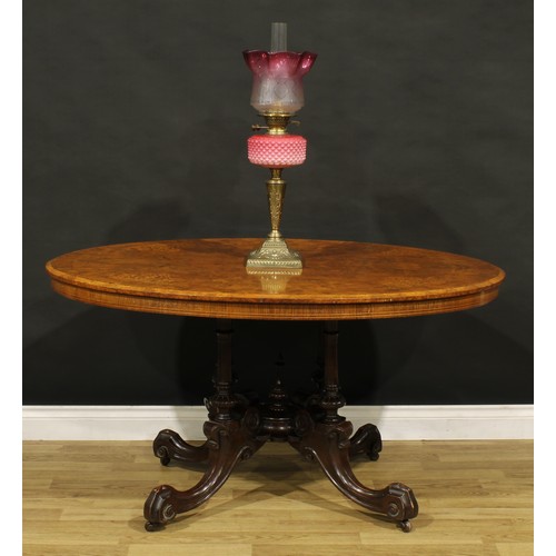 1450 - A Victorian walnut, marquetry and mahogany centre table, by James Shoolbred & Co (fl.1814-c.1934), b... 