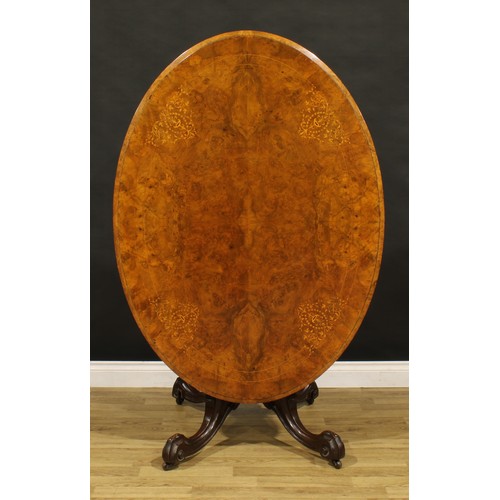 1450 - A Victorian walnut, marquetry and mahogany centre table, by James Shoolbred & Co (fl.1814-c.1934), b... 