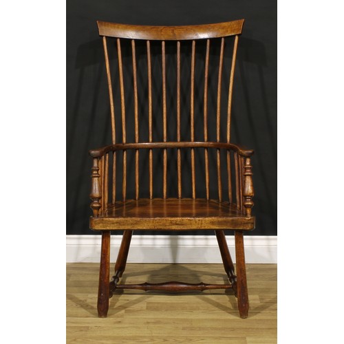 1334 - A late 19th century Scottish birch and ash Darvel Windsor elbow chair, possibly Hugh Shields, Newmil... 