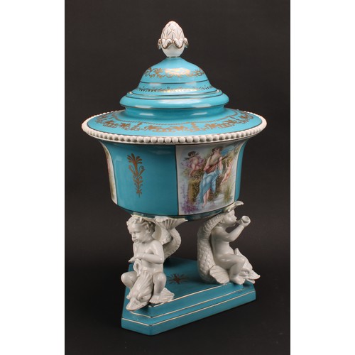 146 - A pair of large Continental porcelain table centrepieces, decorated in the manner of Sèvres, pseudo ... 