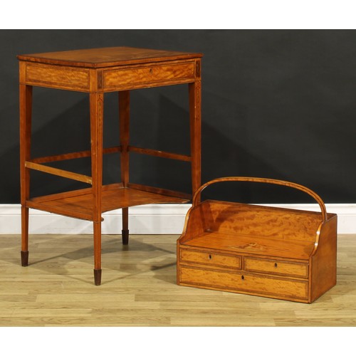 1272 - A Sheraton Revival rosewood crossbanded satinwood and painted Cheveret desk, the superstructure with... 