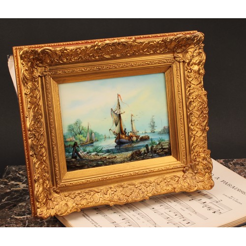 126 - An English porcelain rectangular plaque, possibly Lynton, painted by Stefan Nowacki, signed, with sa... 