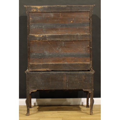 1189 - A George III oak chest on stand, moulded cornice with convex moulded capital drawer above two short ... 