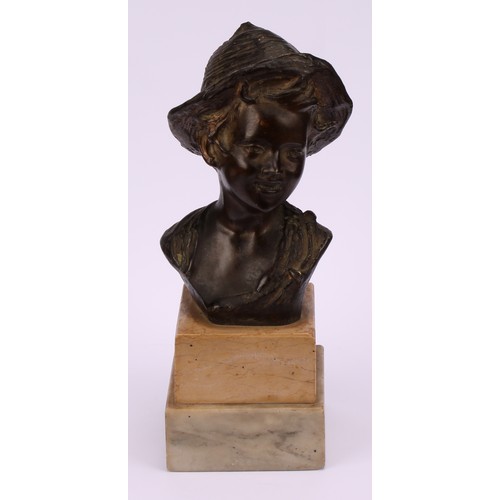 1926 - Giovanni De Martino (1870-1935), a brown patinated bronze bust, of a young Neapolitan boy, signed in... 