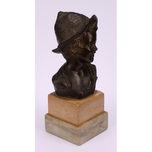 1926 - Giovanni De Martino (1870-1935), a brown patinated bronze bust, of a young Neapolitan boy, signed in... 