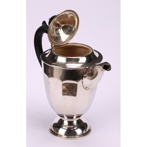 602 - A composed silver four piece tea service, Edward Viner, Sheffield 1930/1938; a silver shaped circula... 