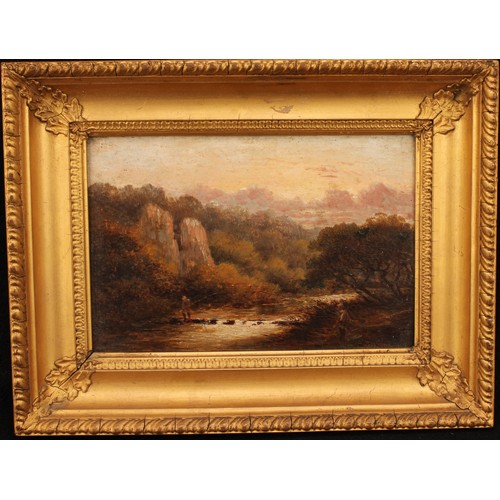 290 - Percy Rowbotham (19th century)
Fishing in the Peak District,
signed, oil on panel, 14.5cm x 22cm