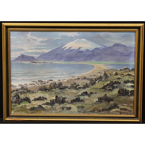 414 - Eiríkur K. Jónsson (1900-1985)
Snæfellsjökull, Snæfellsnes peninsula, western Iceland,
signed, oil o... 