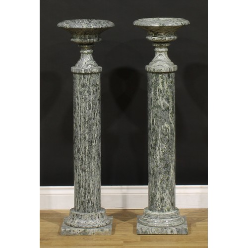 1459 - Interior Decoration - a pair of Neo-Classical design marble floor standing shallow campana pedestal ... 