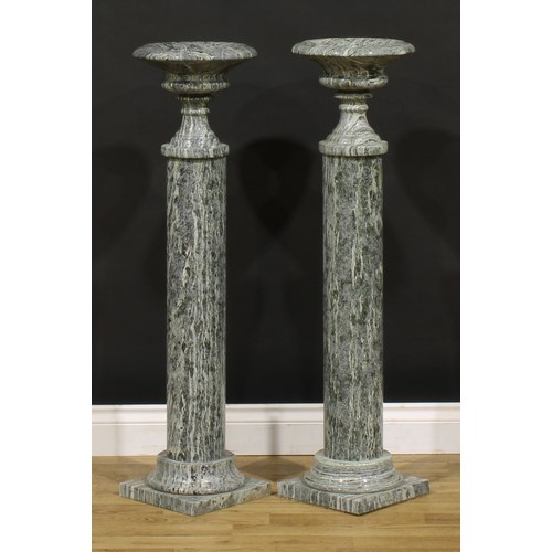 1459 - Interior Decoration - a pair of Neo-Classical design marble floor standing shallow campana pedestal ... 