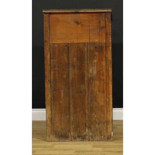 1199 - A late Victorian primitive vernacular pine porter’s or shopkeeper’s reception pedestal, hinged top a... 