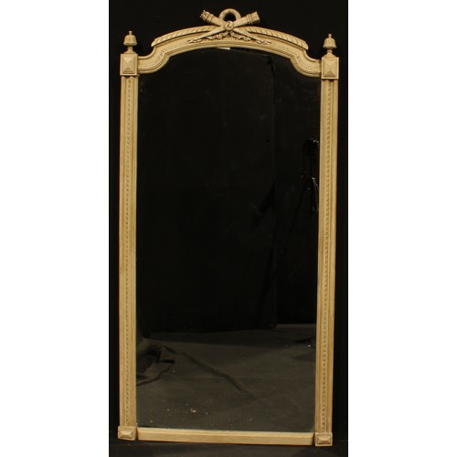 1887 - A large Louis XVI style painted pier glass, the cresting applied with a quiver of arrows crossed wit... 