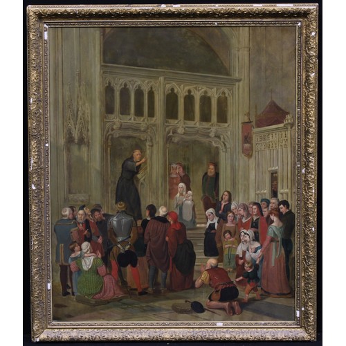 367 - Continental School (19th century)
Martin Luther Preaching at Wittenberg,
oil on panel, 91cm x 75cm