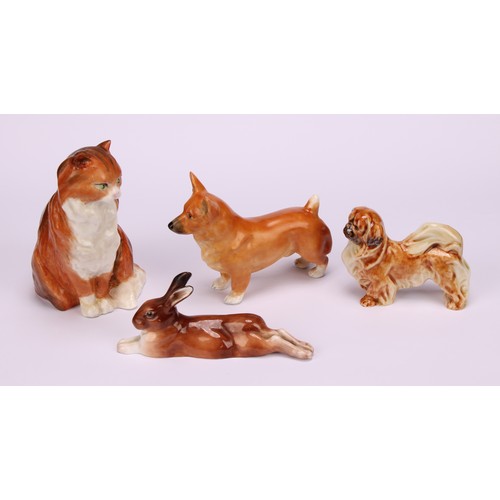 69 - A Royal Worcester model, of a Corgi, 9cm long, printed mark in black, shape 3243, date code for 1955... 