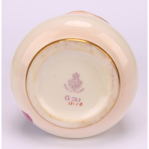 71 - A Royal Worcester ovoid vase, pie crust rim, painted by Kitty Blake, signed, with ripe blackberries ... 