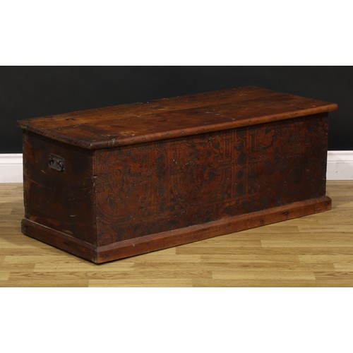 1539 - A North Italian cedar chest, hinged top, the inverted front incise-carved in the 16th century Veneti... 