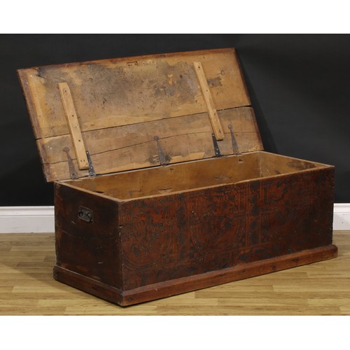 1539 - A North Italian cedar chest, hinged top, the inverted front incise-carved in the 16th century Veneti... 