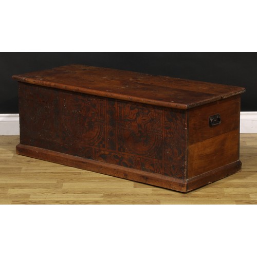 1539 - A North Italian cedar chest, hinged top, the inverted front incise-carved in the 16th century Veneti... 