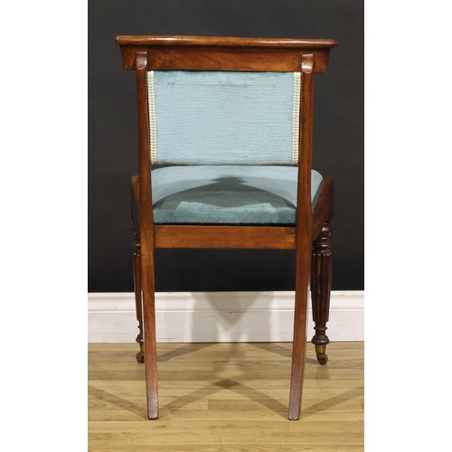 1270 - A set of six William IV rosewood dining chairs, each with stuffed-over deep button back, drop-in ove... 