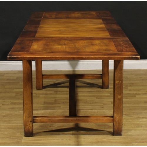 1315 - A 17th century style oak refectory type extending dining table, 78cm high, 199cm extending to 278cm ... 