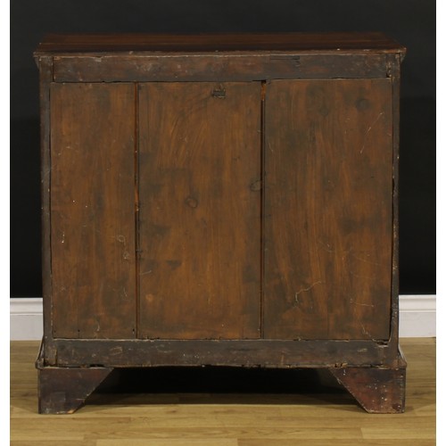 1359 - An 18th century and later walnut chest, rectangular top with moulded edge above two short and three ... 