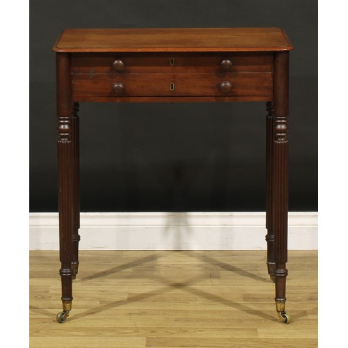 1357 - A Victorian mahogany rounded rectangular chamber writing table, by Gillows of Lancaster, numbered 17... 