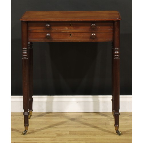 1357 - A Victorian mahogany rounded rectangular chamber writing table, by Gillows of Lancaster, numbered 17... 