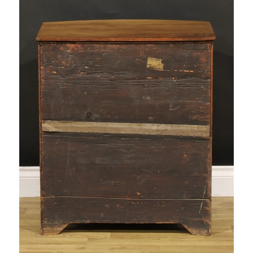 1390 - A 19th century mahogany bowfront chamber chest, of small and neat proportions, slightly oversailing ... 