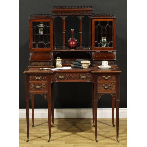 1196 - A late Victorian mahogany connoisseur’s writing desk, by Edwards & Roberts (fl.1845-1899), stamped, ... 