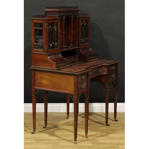 1196 - A late Victorian mahogany connoisseur’s writing desk, by Edwards & Roberts (fl.1845-1899), stamped, ... 