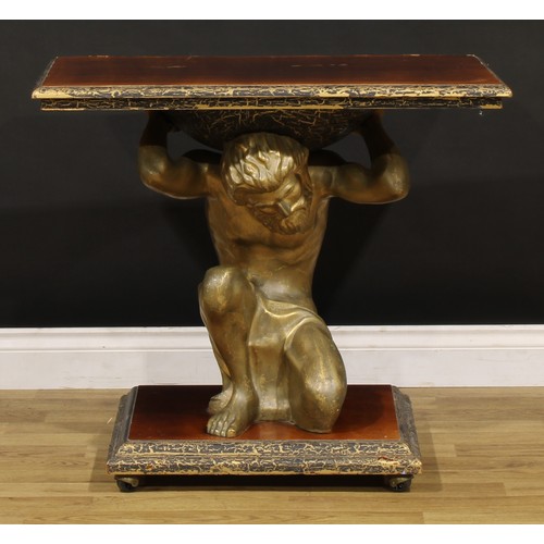 1455 - Interior Decoration - a baroque style pier or centre table, rectangular top supported by Atlas, rect... 