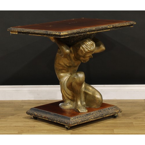 1455 - Interior Decoration - a baroque style pier or centre table, rectangular top supported by Atlas, rect... 