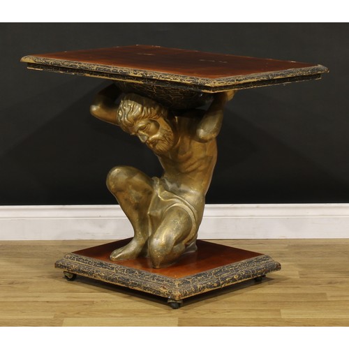 1455 - Interior Decoration - a baroque style pier or centre table, rectangular top supported by Atlas, rect... 