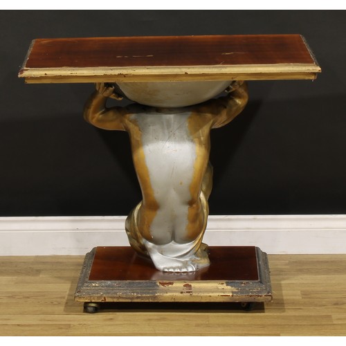 1455 - Interior Decoration - a baroque style pier or centre table, rectangular top supported by Atlas, rect... 