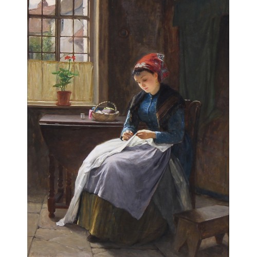 489 - John Haynes-Williams (1836-1908)
The Young Seamstress
signed, oil on canvas, gilt frame, 44cm x 34cm