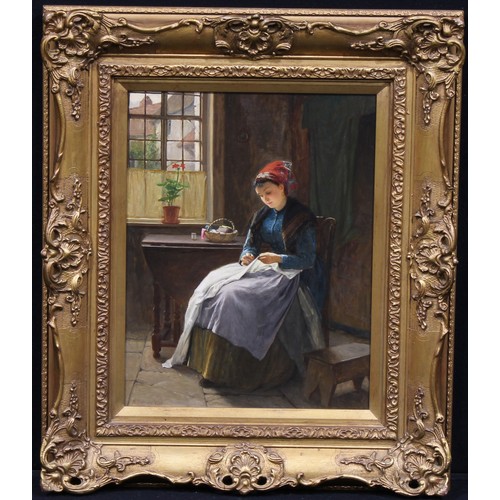 489 - John Haynes-Williams (1836-1908)
The Young Seamstress
signed, oil on canvas, gilt frame, 44cm x 34cm