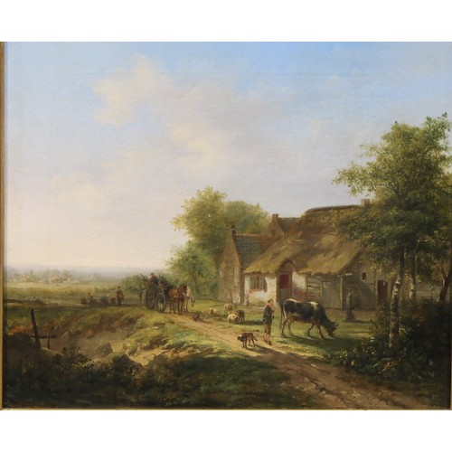 404 - Dutch School (18th century)
Loading the Wagon
unsigned, oil on canvas, 44.5cm x 52.5cm