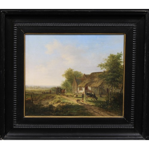 404 - Dutch School (18th century)
Loading the Wagon
unsigned, oil on canvas, 44.5cm x 52.5cm