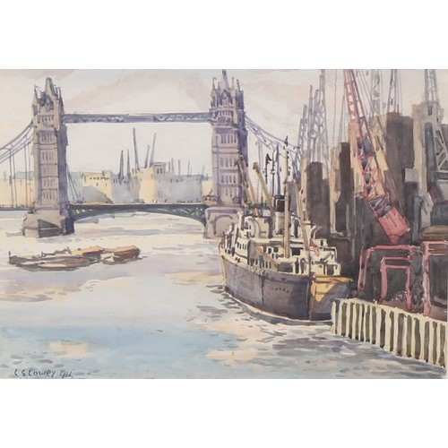 392 - Manner of Lawrence Stephen Lowry (1887-1976)
Tower Bridge, London
signed, dated 1911 , watercolour, ... 