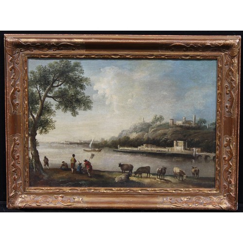 373 - Dutch School (18th century)
Fishermen and Cattle by a River
unsigned, oil on canvas, 35.5cm x 51cm