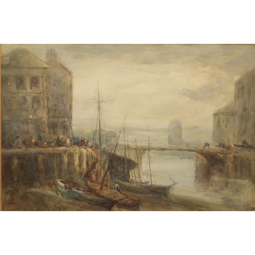 386 - English School (19th/early 20th century)
Continental Harbour Scene
unsigned, references to Hercules ... 