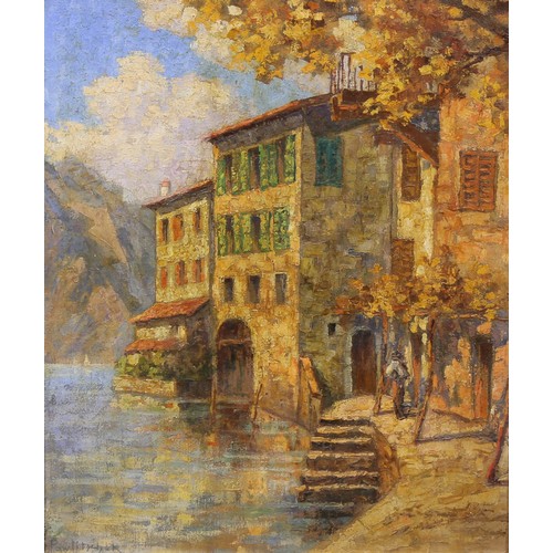 450 - Hans Pawlitschek (1909-1972)
Riverside House in Autumn
signed, oil on canvas, 60cm x 49cm