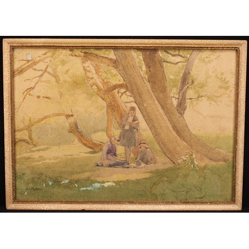 379 - B.J. Fletcher (English School, 20th century)
Picnic in the Woods
signed, watercolour, 34.5cm x 50cm