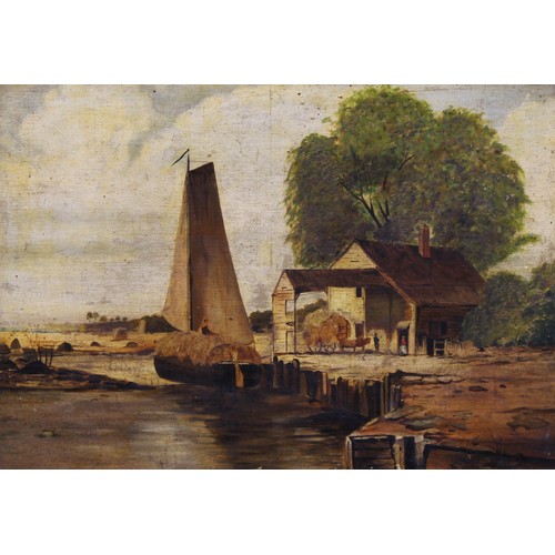 284 - English School (19th century)
The Hay Barge
unsigned, oil on board, 48cm x 66cm