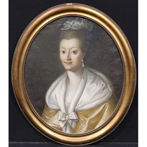 417 - English School (18th century)
Portrait of a Lady with a Pearl Earring
unsigned, oil on board, oval g... 