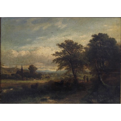 416 - English School (18th century)
A Woodland Walk
unsigned, oil on board, 31cm x 41cm