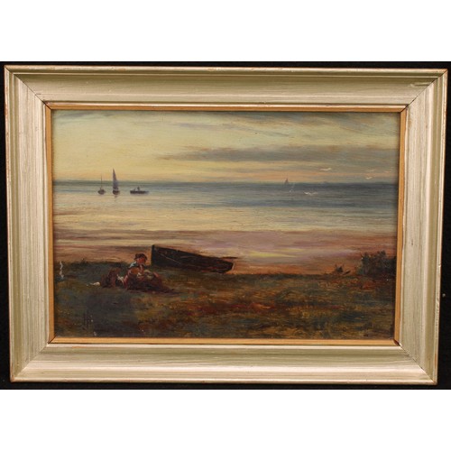 476 - J.H. (20th century English School)
Mother and Child on a Beach
monogrammed, oil on board, 16cm x 24c... 