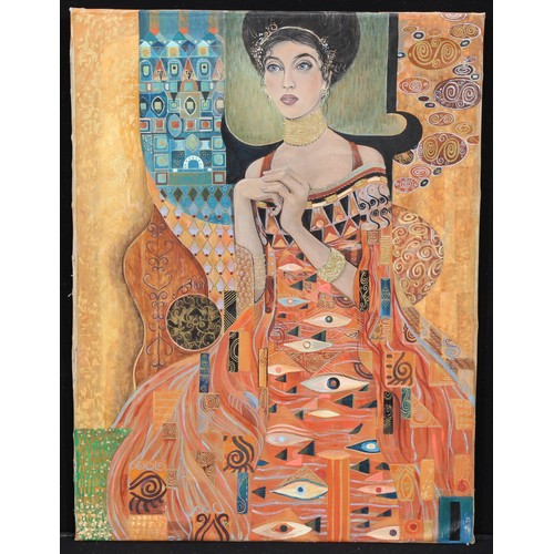 321 - Austrian School (20th century)
Lady in Orange, style of Gustav Klimt 
name and title to verso, acryl... 